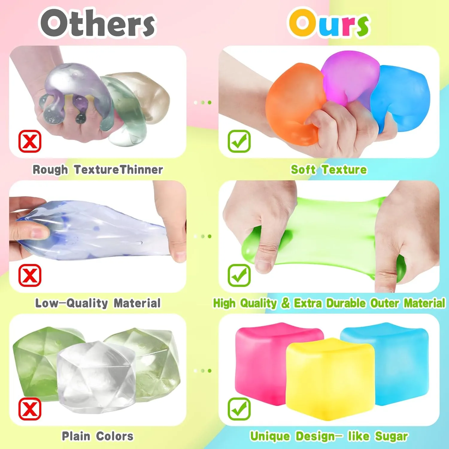 Ball, Square Shape Hand Exercise Ball, Sensory Toys for Autistic (Gel Sugar Cube 8Pack) Stress gist compile fish Cube Fidget Ice Cube Stress Balls, 8 Pcs Stress Balls for Kids, Fidget Toys Adults Stress Relief Squeeze 