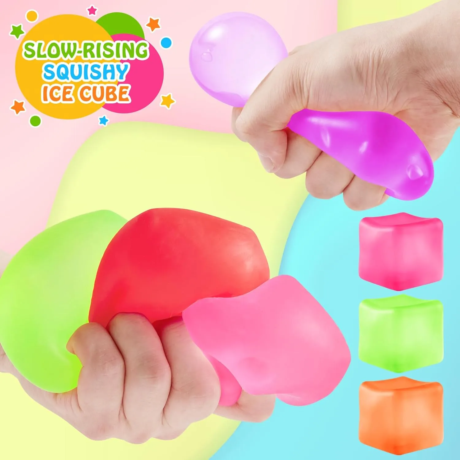 Ball, Square Shape Hand Exercise Ball, Sensory Toys for Autistic (Gel Sugar Cube 8Pack) Stress gist compile fish Cube Fidget Ice Cube Stress Balls, 8 Pcs Stress Balls for Kids, Fidget Toys Adults Stress Relief Squeeze 