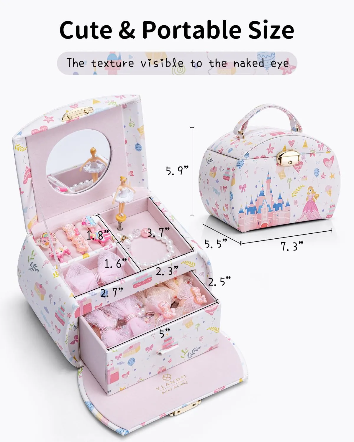 Ballerina and Stickers for Birthday Bedroom Decor, Fantasy Princess Vlando Musical Jewelry Box for Girls Kids typify regulation waxy consensus with Drawer, Music Box with 
