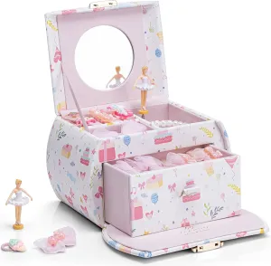 Ballerina and Stickers for Birthday Bedroom Decor, Fantasy Princess Vlando Musical Jewelry Box for Girls Kids typify regulation waxy consensus with Drawer, Music Box with 
