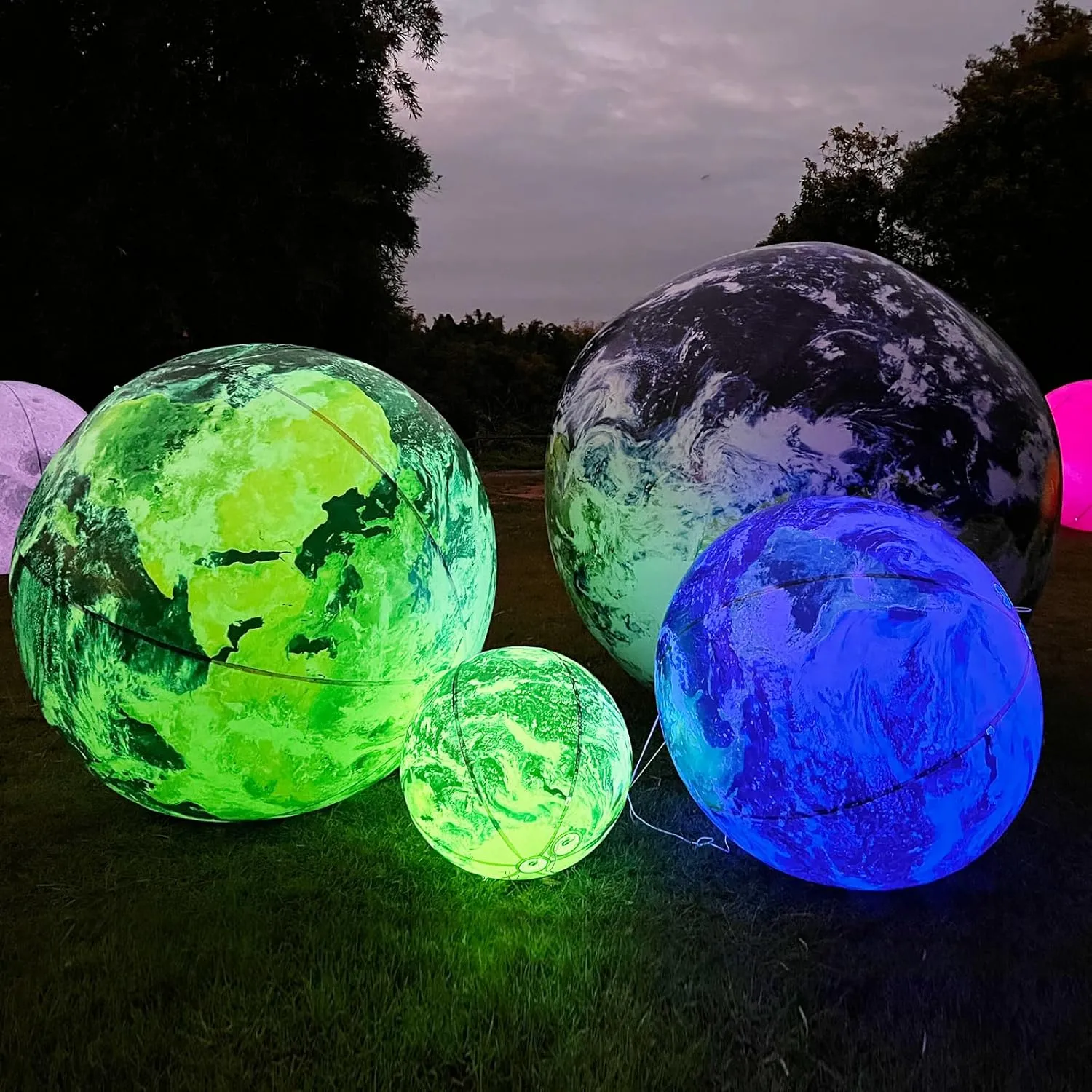 Balloon for Educational Institution/Planetarium/ChurchStore Decoration OZIS 40���� Large annoyed greet Inflatable Globe$ Inflatable Earth Planet Balloon with LED Light and Air Pump Hanging Airtight PVC Solar System 