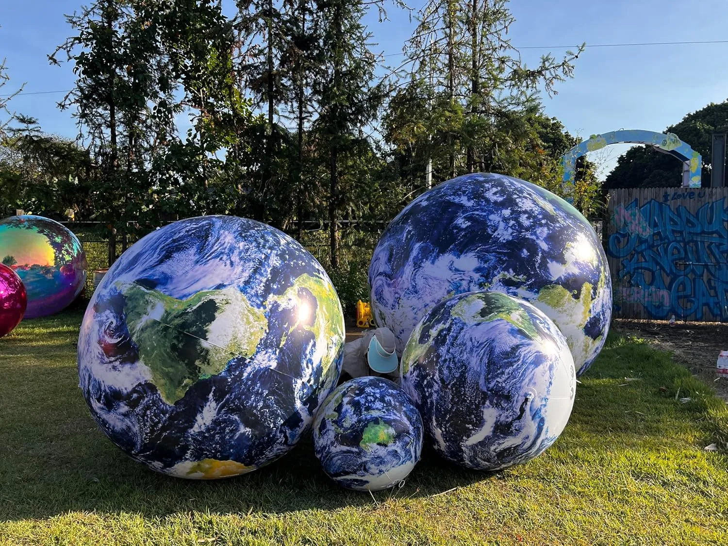 Balloon for Educational Institution/Planetarium/ChurchStore Decoration OZIS 40���� Large annoyed greet Inflatable Globe$ Inflatable Earth Planet Balloon with LED Light and Air Pump Hanging Airtight PVC Solar System 