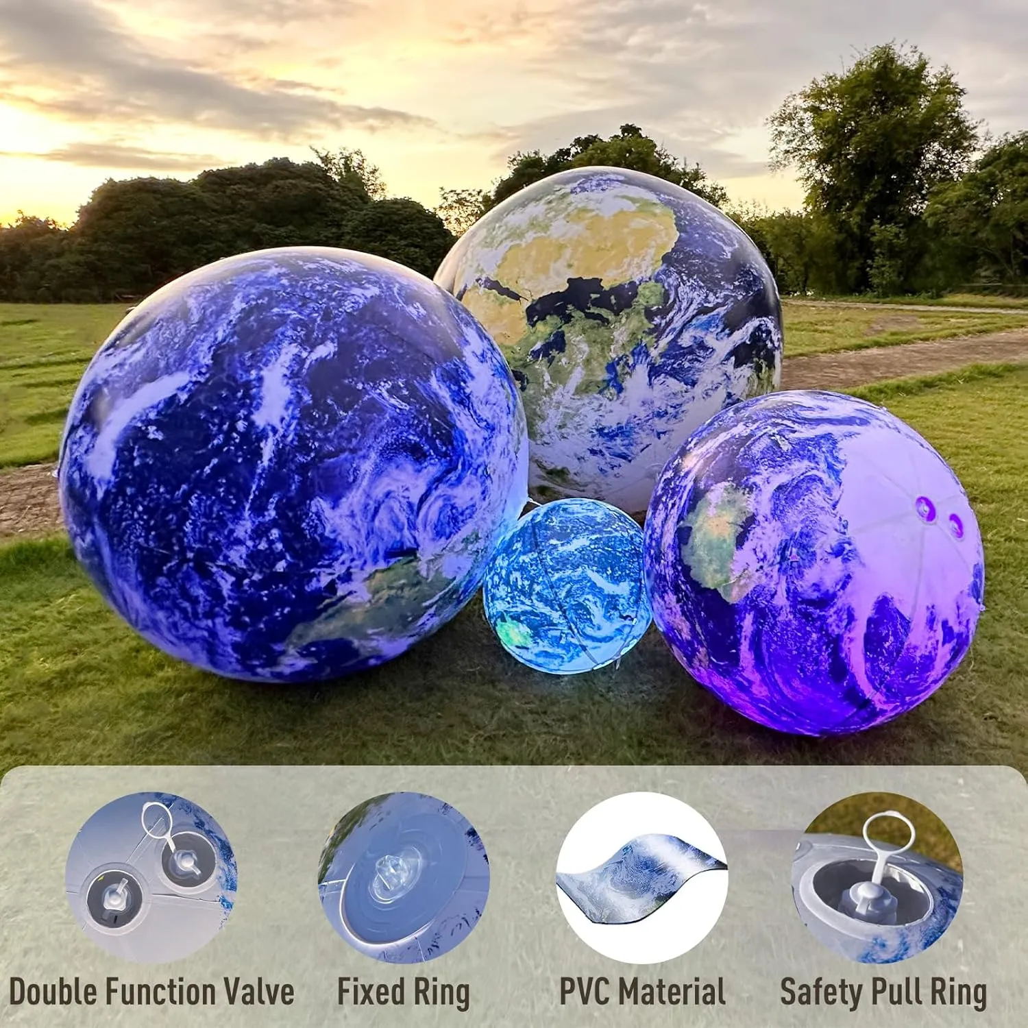 Balloon for Educational Institution/Planetarium/ChurchStore Decoration OZIS 40���� Large annoyed greet Inflatable Globe$ Inflatable Earth Planet Balloon with LED Light and Air Pump Hanging Airtight PVC Solar System 