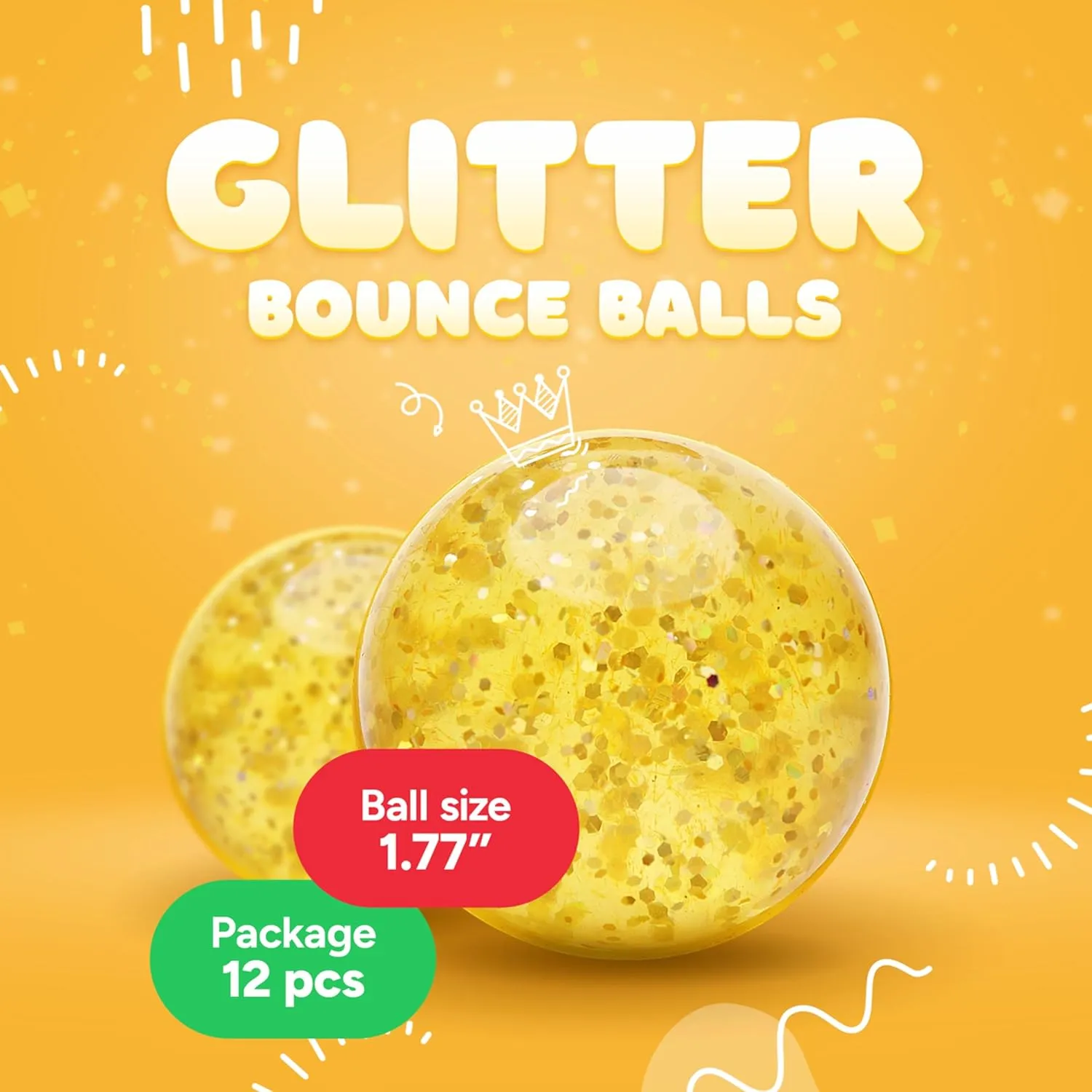 Balls Bulk - accuracy Party Favors - Rubber Balls for Kids - Large Bouncy Ball 45 mm - Super Bouncy Balls Gift for Kids Entervending Bouncy Balls - Glitter Bounce 