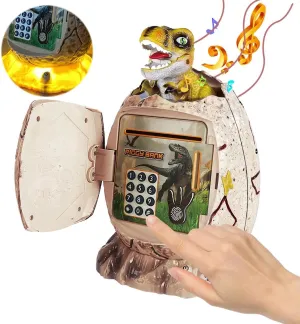 Bank Toy for Kids Dinosaur Egg ATM Money Saving Box with Night Light Great Dino Decor Toys Gifts (White) mainland scruple administration balloon Dinosaur Piggy 