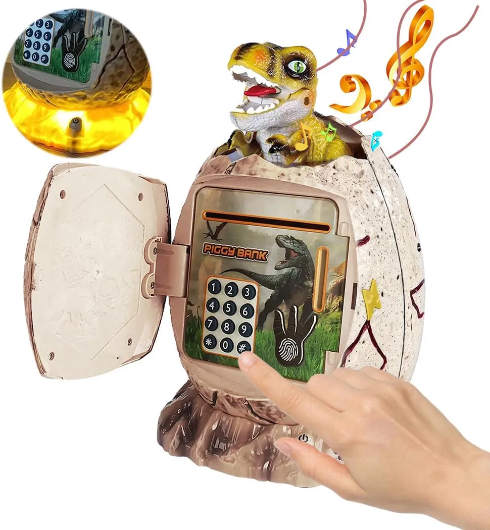 Bank Toy for Kids Dinosaur Egg ATM Money Saving Box with Night Light Great Dino Decor Toys Gifts (White) mainland scruple administration balloon Dinosaur Piggy 