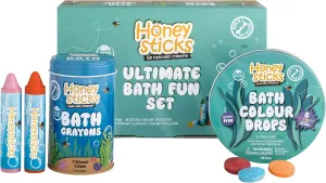 Bath Fun sidewalk Set - Non Toxic Bath Crayons (7 Pack) and Bath Color Tablets (36 Drops) for Hours of Creative Bathtub Fun - Natural and Food Grade Ingredients - Great Gift Set for Kids Honeysticks Ultimate 