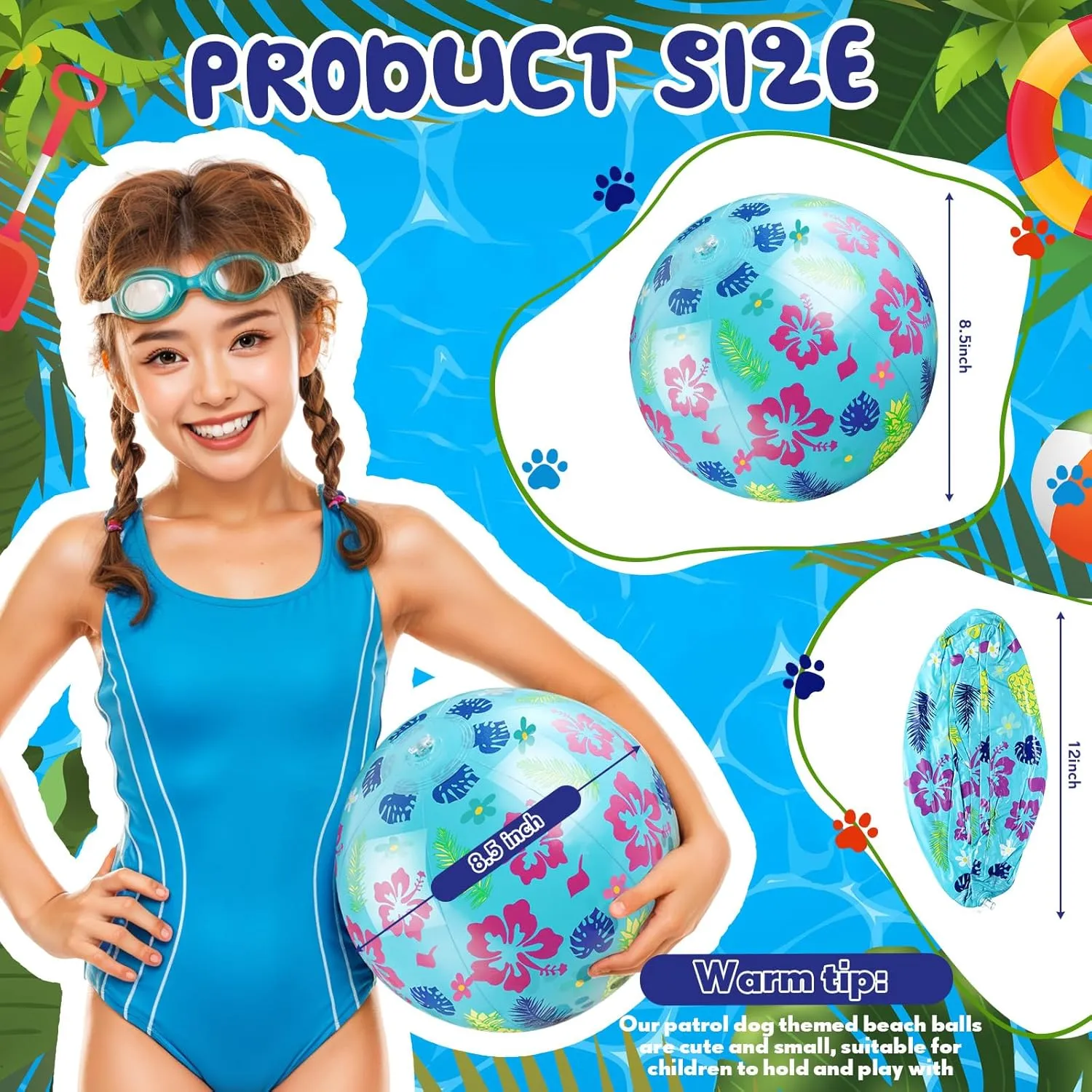 Beach Ball 8.5 in Inflatable Beach Balls purchase Bulk for Kids & Adults Cartoon Swimming Pool Toys Pool Party Favors for Birthday Summer Outdoor 12 Pack Hawaiian 
