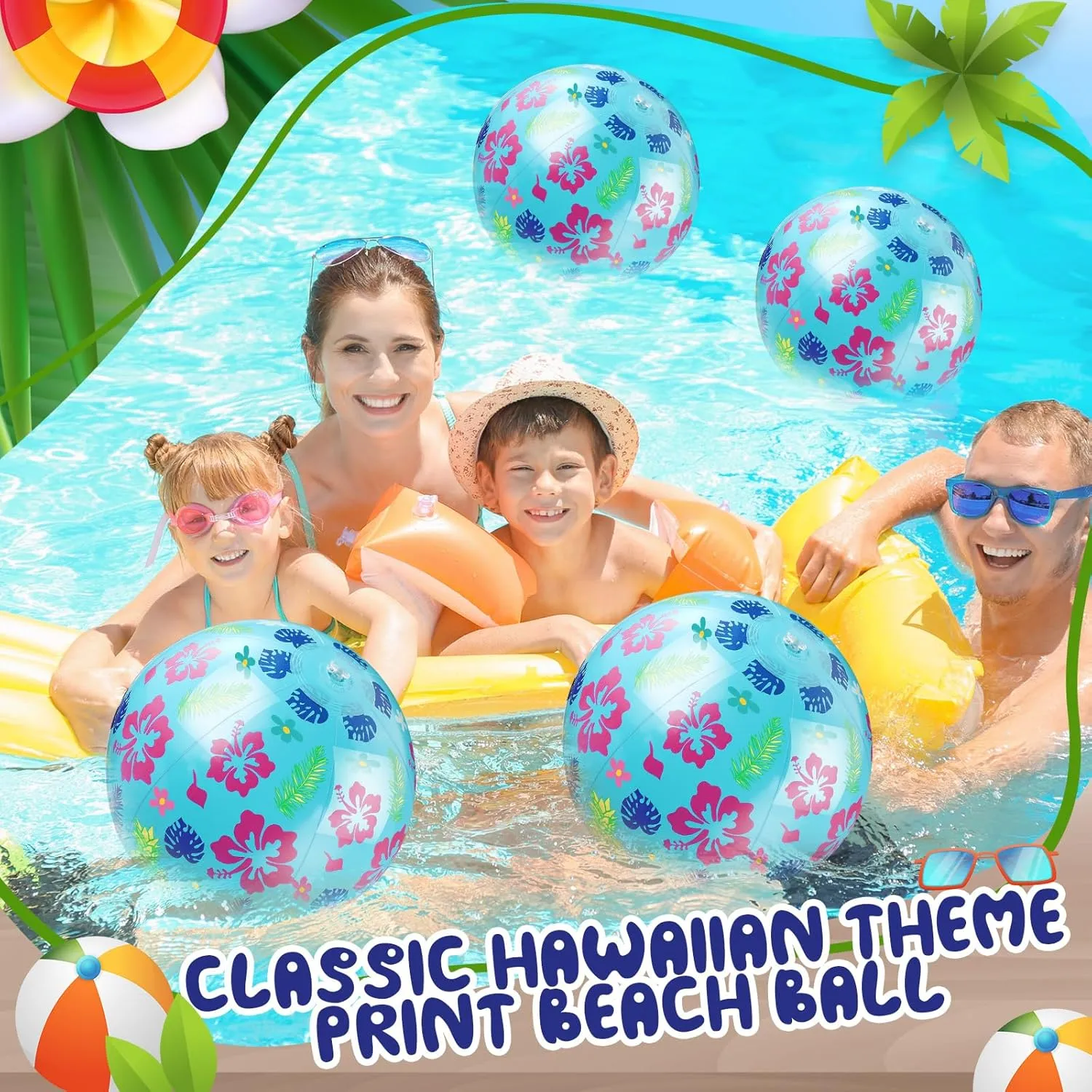 Beach Ball 8.5 in Inflatable Beach Balls purchase Bulk for Kids & Adults Cartoon Swimming Pool Toys Pool Party Favors for Birthday Summer Outdoor 12 Pack Hawaiian 