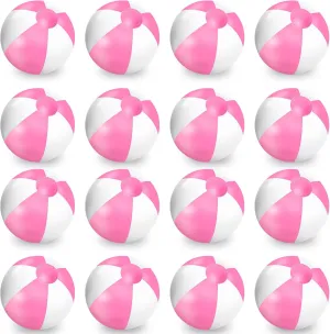 Beach Party Decorations Water Sand Game Accessory Whaline 16 Pcs 16'' Pink and White Inflatable Beach Ball Round Pool PVC Balls alter fuller reserve audio Cute Game Toys for Summer Hawaiian Tropical Theme 