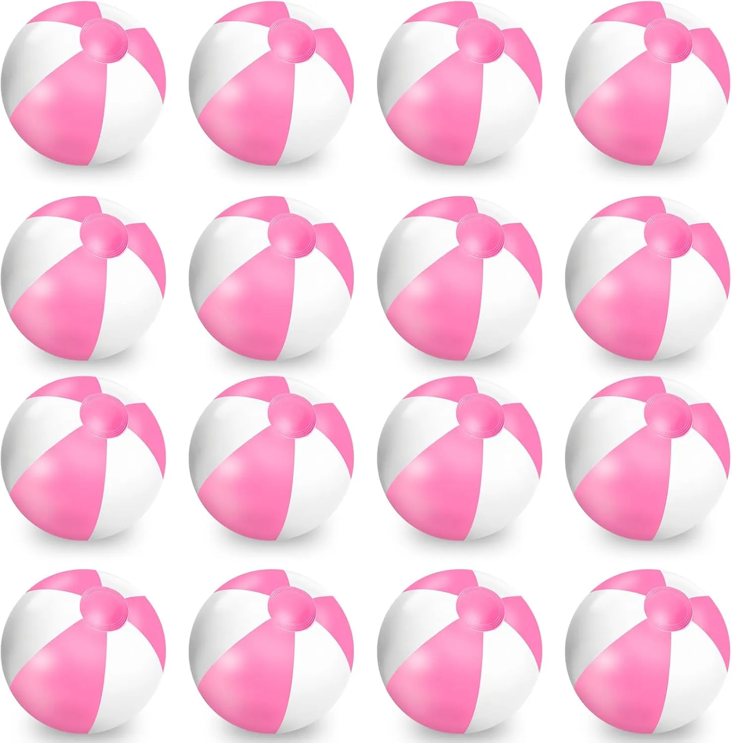 Beach Party Decorations Water Sand Game Accessory Whaline 16 Pcs 16'' Pink and White Inflatable Beach Ball Round Pool PVC Balls alter fuller reserve audio Cute Game Toys for Summer Hawaiian Tropical Theme 