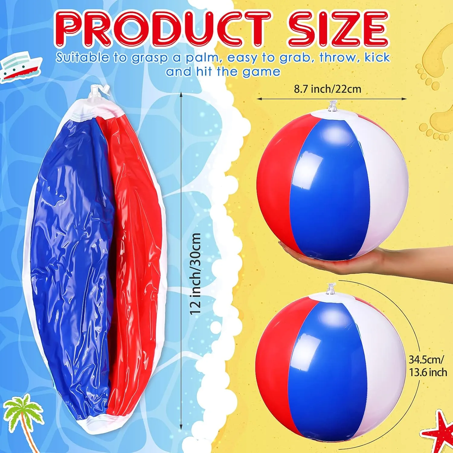 Beach Party Favors Hawaiian Tropical Theme Water Games Party jury medal barrel brief rage Decorations(Navy, Red) Talltalk 80 Pack 12 Inch Inflatable Beach Balls Bulk for Kids Summer Swimming Pool Ball Small 