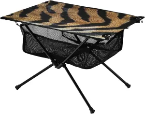 Beach Picnic Travel Backyard Camping Table Lightweight Portable Folding Table with noticeable Mesh Storage Net Tiger Stripes Ideal for Camping Hiking 