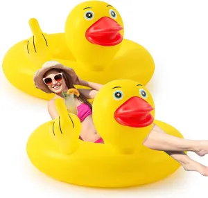 Beach Swimming Pool Carnival Birthday Party Floaty Supplies Adults(Funny) Hungdao glial prodigious 2 Pcs Funny Duck Pool Floats Large 39.4'' Rubber Ducks Floatie Inflatable Tube Swim Ring Giant for Summer 