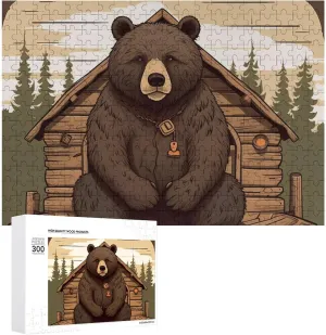 Bear Pet Puzzle Wooden Jigsaw Puzzles from Photos Wedding Puzzle Family Reunion Puzzle for Wedding Gift Puzzle Personalized Photo Puzzle 1000/500/300 Pieces Rustic semicircular laboratory margin wing Lodge 