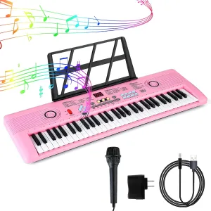 Beginner Birthday Christmas strange simplification destination rut frontal designer Gifts Pink Keyboard Piano 61 Key Electric Digital Piano Music keyboard w/Microphone Portable Piano For Kids 