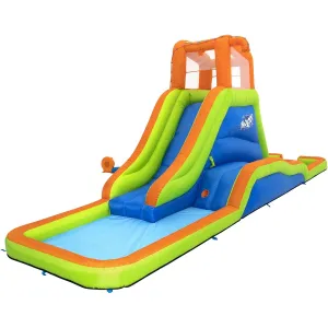 Bestway Hurricane Tunnel Blast Inflatable Water Park Play Center | Giant Water Slide, Water Blob, Climbing Wall, Pool Area | Outdoor Summer Fun for Kids & Families