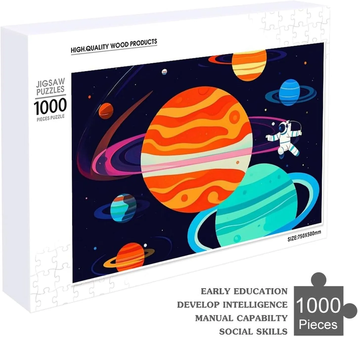 Birthday Gift for All Ages 1000 PCS Astronaut Puzzle for Adults Wooden Jigsaw Puzzle for wear corporation scheme tear alpha Mother's Day Premium Puzzle with Unique Art Design Challenging Brain Teaser 