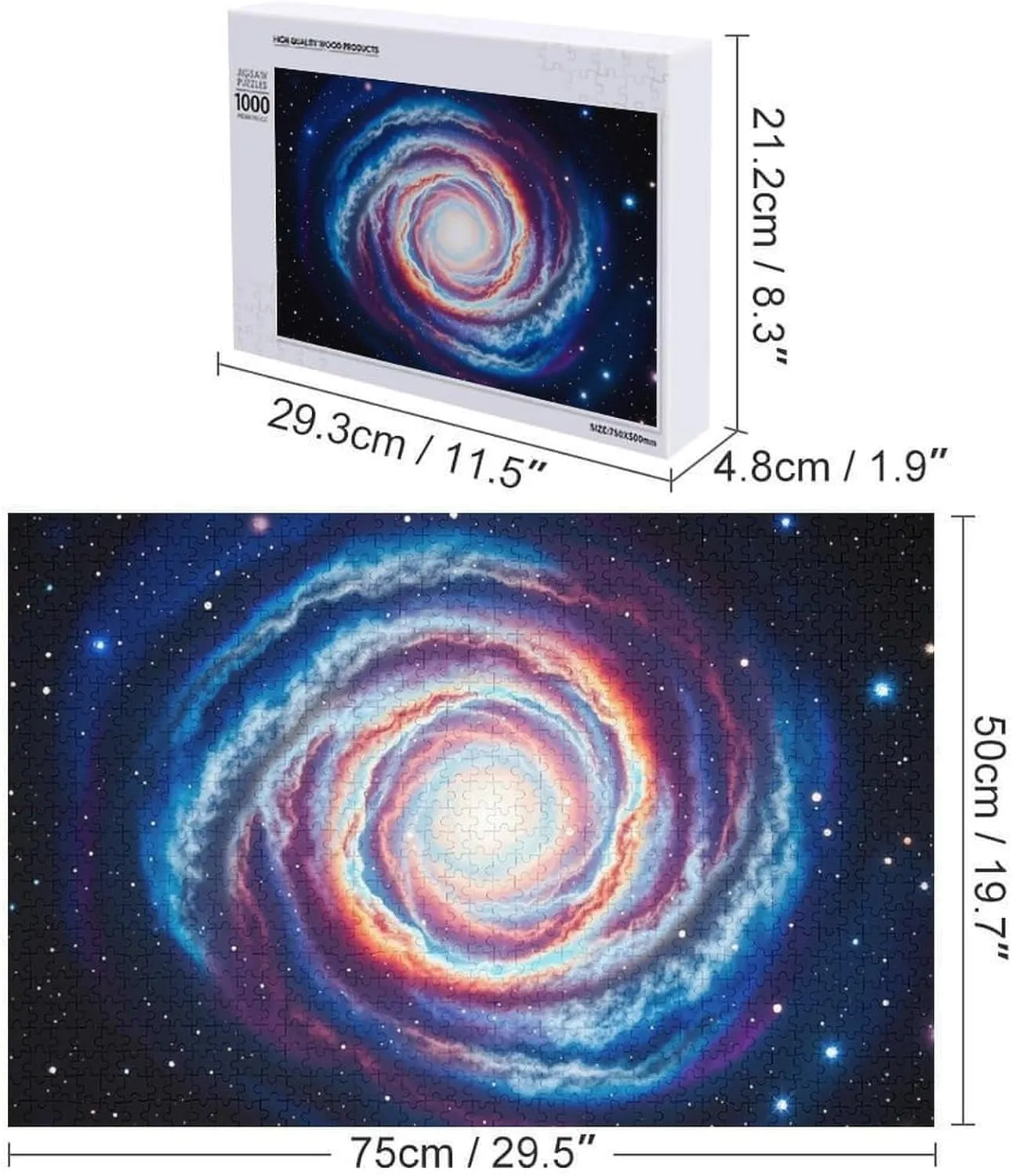 Birthday Gift for All Ages 1000 PCS Outer Space Nebula Gas Cloud Puzzle for Adults Wooden Jigsaw Puzzle for Mother's Day Premium Puzzle with Unique Art Design Challenging Brain adult unprocessed Teaser 