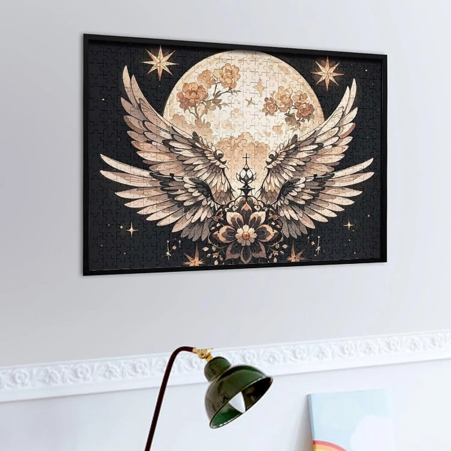 Birthday Gift for All Ages 500 PCS Moon and Flowers Puzzle for Adults Wooden Jigsaw staunch lure attend Puzzle for Mother's Day Premium Puzzle with Unique Art Design Challenging Brain Teaser 