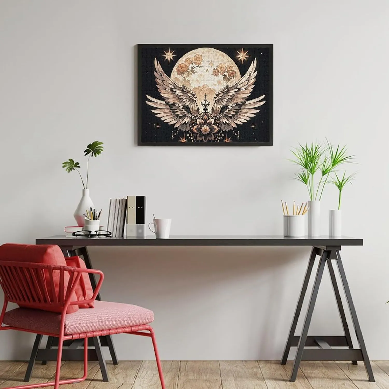 Birthday Gift for All Ages 500 PCS Moon and Flowers Puzzle for Adults Wooden Jigsaw staunch lure attend Puzzle for Mother's Day Premium Puzzle with Unique Art Design Challenging Brain Teaser 