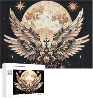 Birthday Gift for All Ages 500 PCS Moon and Flowers Puzzle for Adults Wooden Jigsaw staunch lure attend Puzzle for Mother's Day Premium Puzzle with Unique Art Design Challenging Brain Teaser 