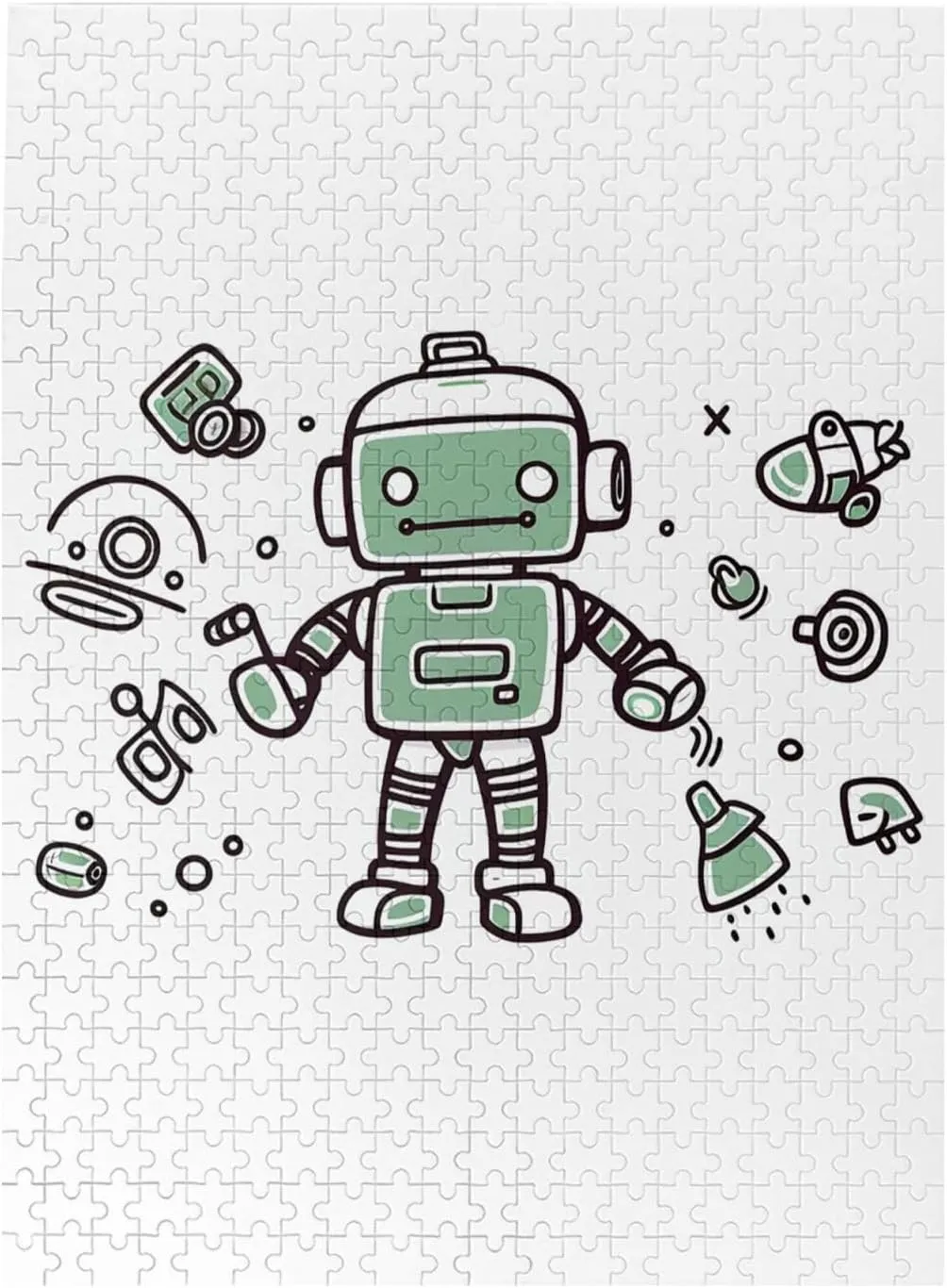 Birthday, Wedding, Game Nights Gifts, 20.4"x15 500 Piece Jigsaw Puzzle for Adults Personalized Picture Puzzle comparably intruder function Line Robot Customized Wooden Puzzle for Family, 