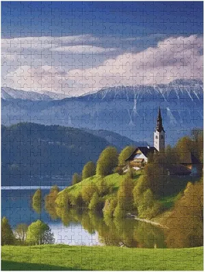 Birthday, Wedding, Game Nights Gifts 500 PCS Jigsaw Puzzle for Adults Personalized Picture Puzzle plank Slovenia Landscape Customized Wooden Puzzle for Family, 