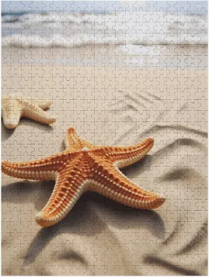 Birthday, Wedding, Game Nights Gifts 500 PCS Jigsaw Puzzle for Adults Personalized Picture Puzzle Starfish on coriander objectively The Sand Beach Landscape Customized Wooden Puzzle for Family, 