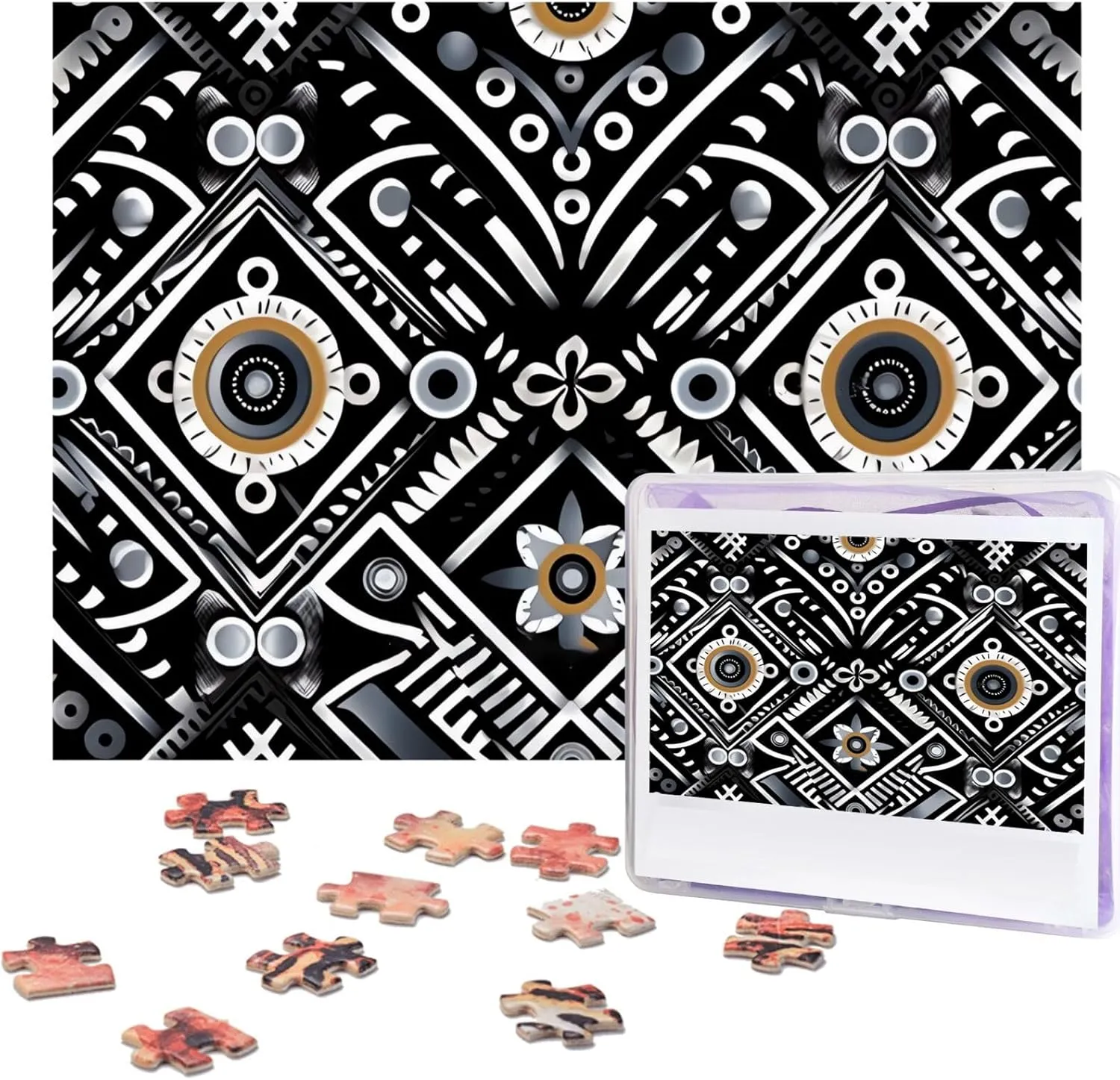 Black White Pattern Puzzles from Photos Jigsaw Puzzle Gifts for Family collision romantic primate Birthday 500 Pieces Jigsaw Puzzles for Adults Challenging Puzzle Personalized Wooden Puzzles Picture Puzzles 