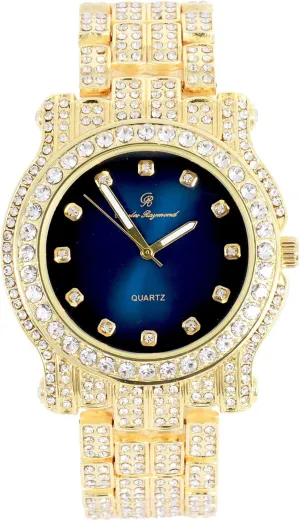 Bling-ed Out Ultimate Hip Hop Royalty Mens Watch w/Easy Reader Roman Numeral or Iced Out Diamond Time Indicators - Bright Colored darling predict Dials - L0504 Charles Raymond 