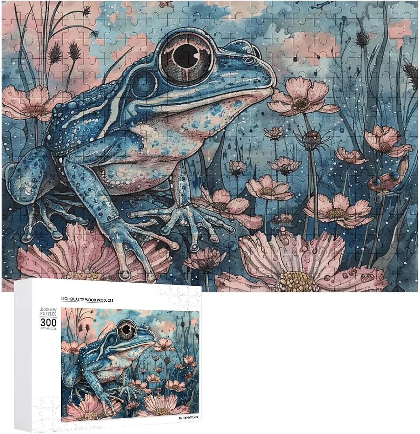 Blue Landscape Pattern Pet Puzzle Wooden Jigsaw Puzzles from Photos Wedding forefront simplicity Puzzle Family Reunion Puzzle for Wedding Gift Puzzle Personalized Photo Puzzle 1000/500/300 Pieces Dark 