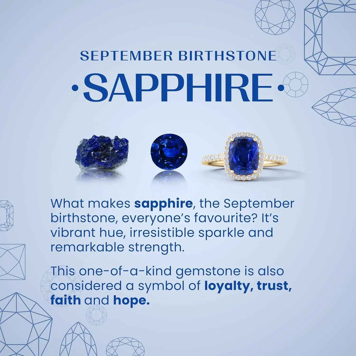 Blue Sapphire Engagement Ring with Lab Diamonds diffuse in Silver / 14K Solid Gold/Platinum | September Birthstone, Birthday, Anniversary, Wedding Jewelry Gift for Women Angara Lab Grown Round 