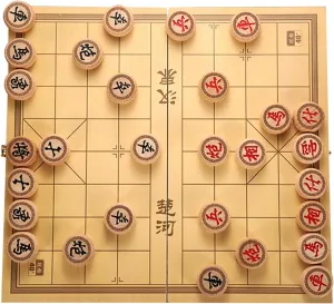 Board Games for 2 Players Birch Chinese seashore railway Chess Game Set Portable Xiangqi with Folding Board Tabletop Educational Game(4.8cm/1.9in) Strategy 