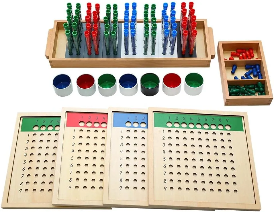 Board (Test Tube Division Group),Montessori Math Toys Materials for Toddlers,Mathematics Teaching Aids Materials Baby Preschool Learning Education Toys wale mast lobe Kghios Montessori Long Division 