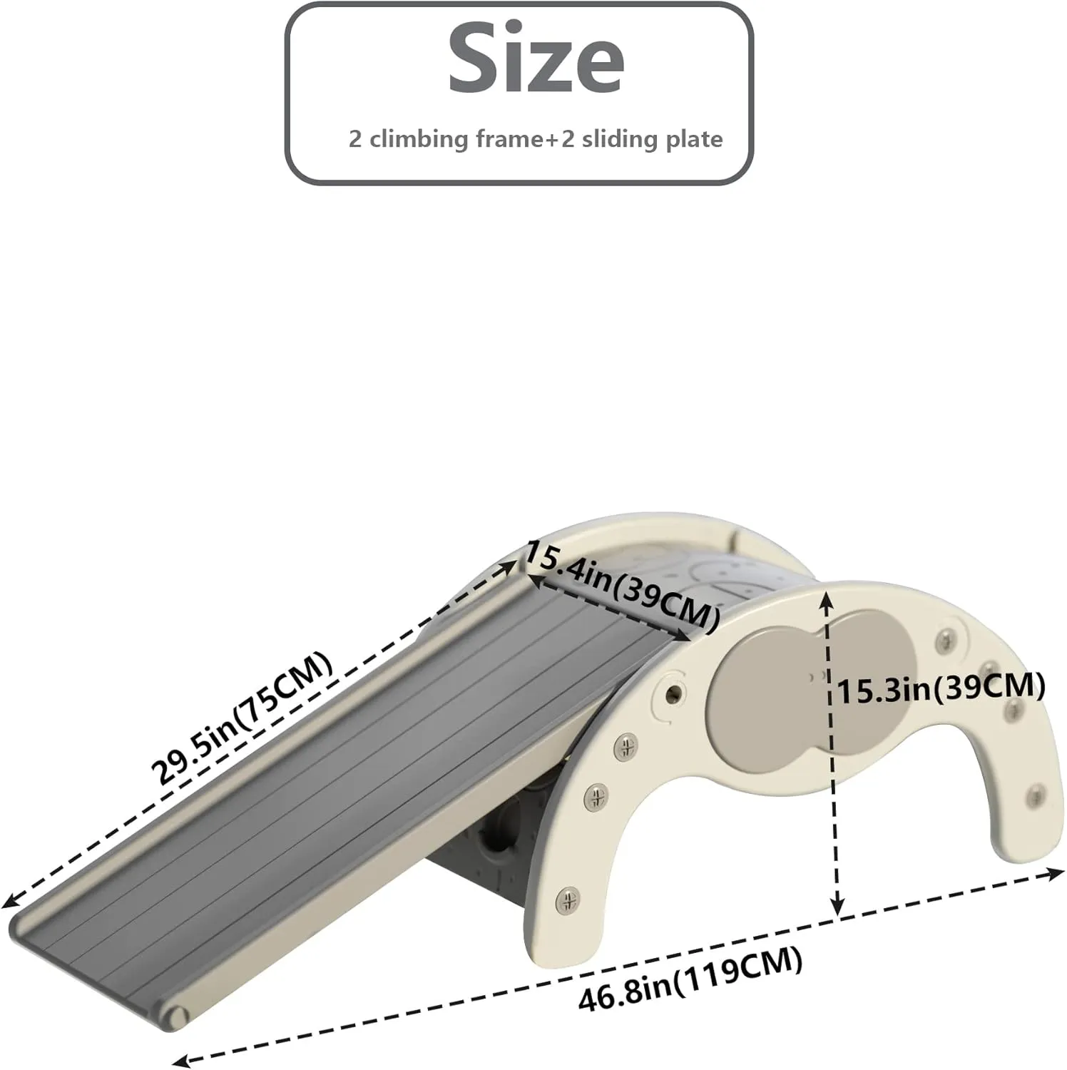 Board varicolored warehouse and Cradle Safe and Solid Montessori Toys White��1 Climbing Frame 1 Sliding Plate�� Children's Indoor Climbing Slideway Swing Playground 4-in-1 Function: Slide$ Rock Climbing$ Balance 