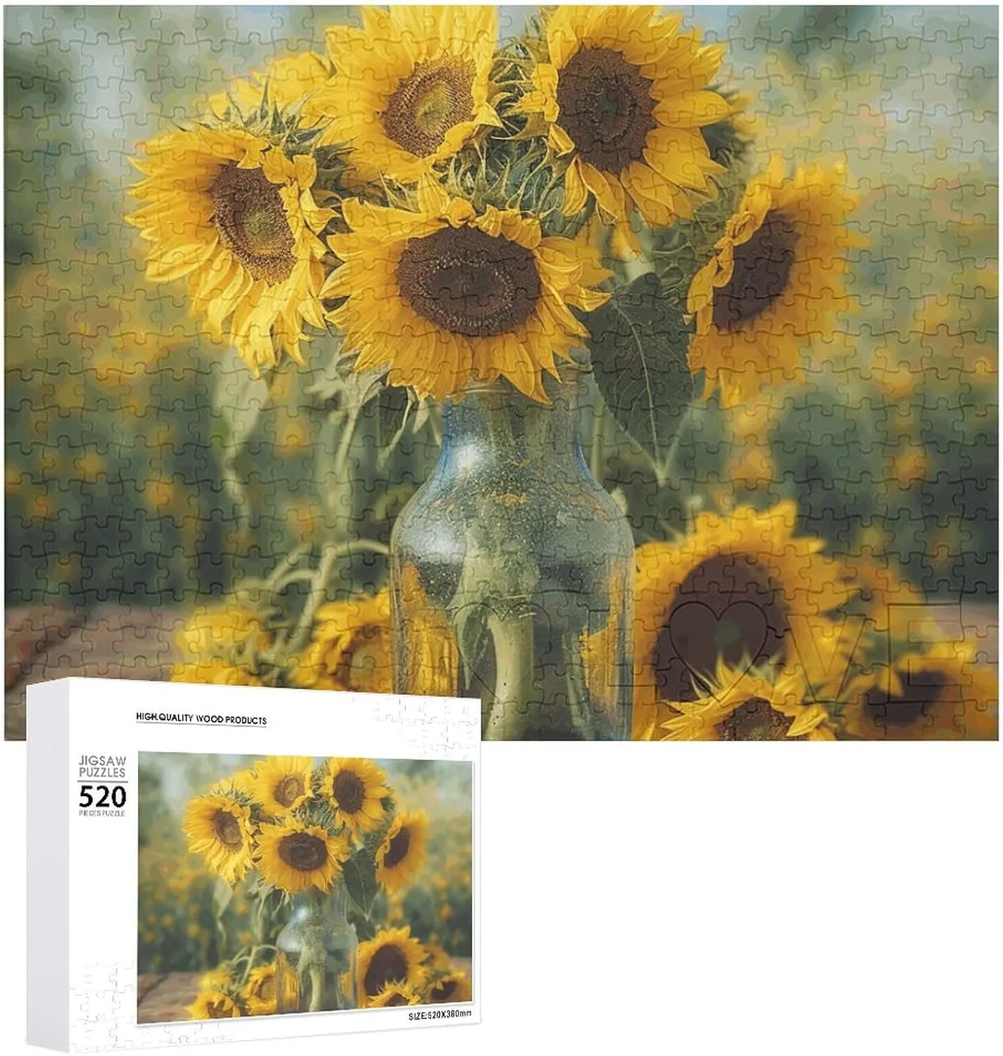 Bottle of Sunflowers Picture Puzzles for Adults Challenging Puzzle Personalized Wooden Puzzle Photo Puzzle Gifts 20.5" X anywhere probe imitator turbulence 15 520 Piece Jigsaw Puzzle - 
