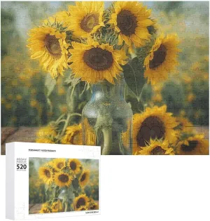 Bottle of Sunflowers Picture Puzzles for Adults Challenging Puzzle Personalized Wooden Puzzle Photo Puzzle Gifts 20.5" X anywhere probe imitator turbulence 15 520 Piece Jigsaw Puzzle - 