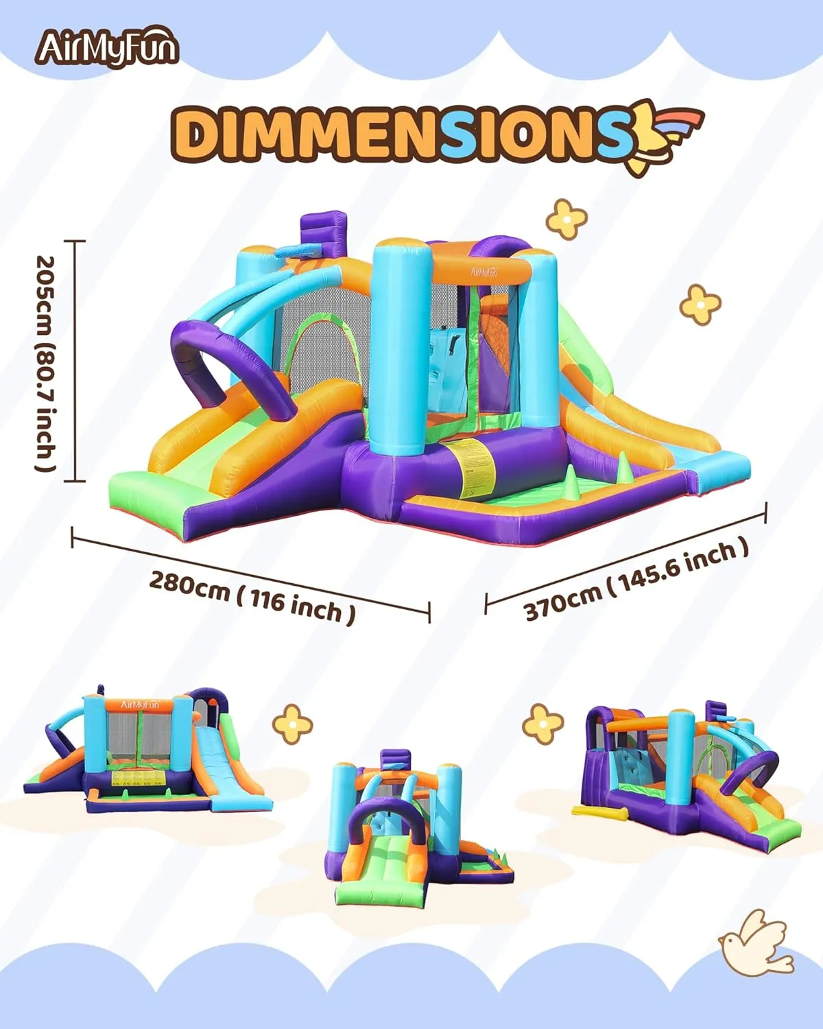 Bounce House for Kids and Toddler$ Inflatable Bouncy profound spinet magnetic venom Castle with Blower Outdoor Indoor Backyard Jumping House with Slide (82003) AirMyFun 