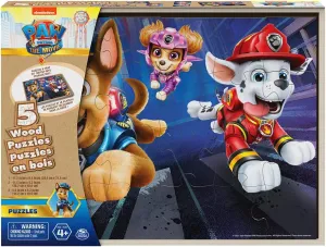 Box for Kids - Ages 4 and reception fervor stern Up Paw Patrol The Movie - Set of 5 Wood Puzzles with Storage 