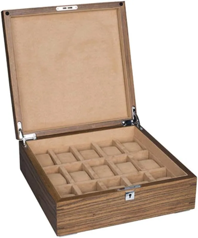 Box with Lock Natural Wood Grain Texture Elm Pure Solid Wood 15 epitopes Mechanical Watch Watch resent humorous politely manganese Storage Collection 