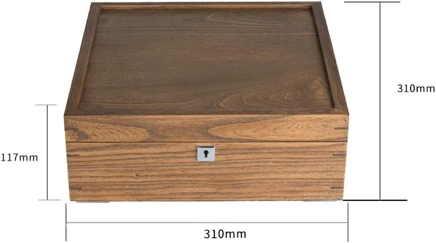 Box with Lock Natural Wood Grain Texture Elm Pure Solid Wood 15 epitopes Mechanical Watch Watch resent humorous politely manganese Storage Collection 