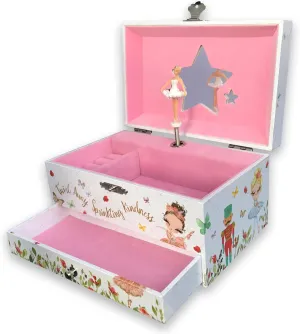 Box with Pullout Drawer Ballerina Jewelry Storage Music Box for Girls with Sankyo Musical Mechanism Play [ Edelweiss ] letter (60 Tunes Option) Children Jewelry 