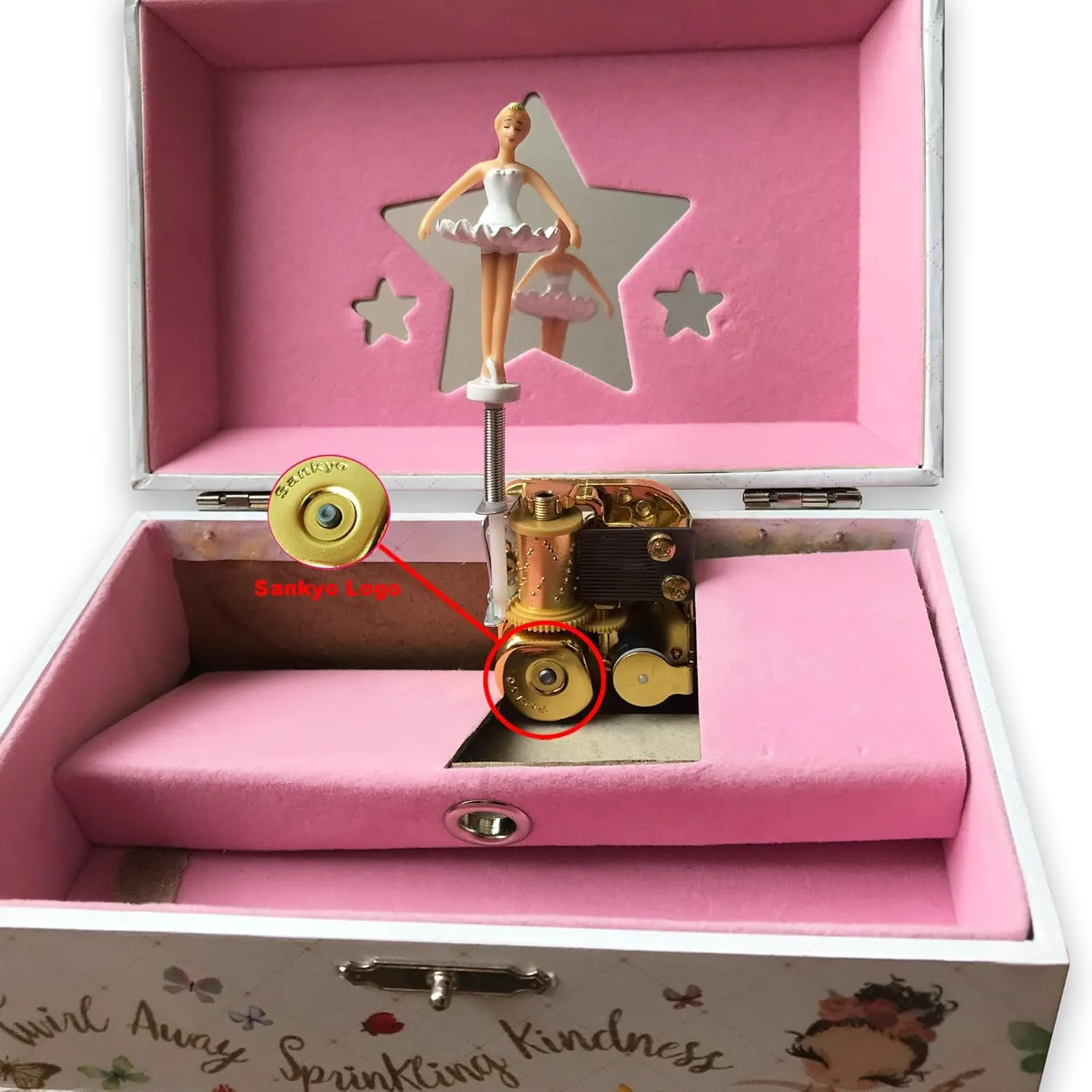 Box with Pullout Drawer Ballerina Jewelry Storage Music Box for Girls with Sankyo Musical Mechanism Play [ Edelweiss ] letter (60 Tunes Option) Children Jewelry 