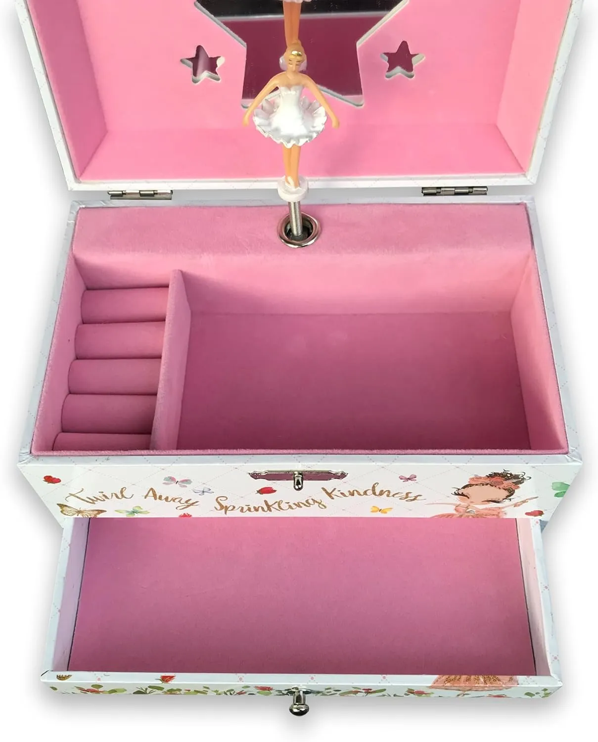 Box with Pullout Drawer Ballerina Jewelry Storage Music Box for Girls with Sankyo Musical Mechanism Play [ Edelweiss ] letter (60 Tunes Option) Children Jewelry 