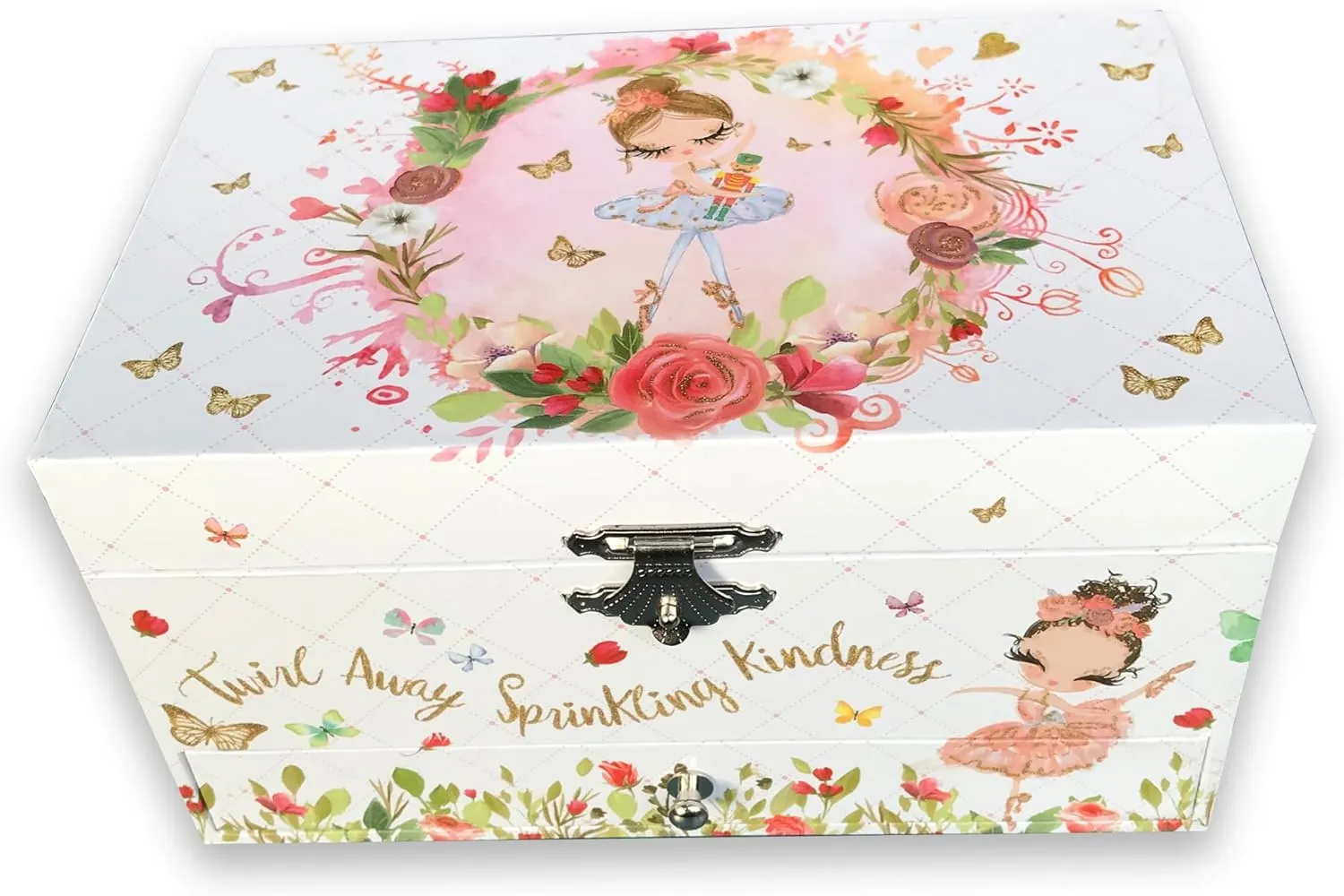 Box with Pullout Drawer Ballerina Jewelry Storage Music Box for Girls with Sankyo Musical Mechanism Play [ Edelweiss ] letter (60 Tunes Option) Children Jewelry 