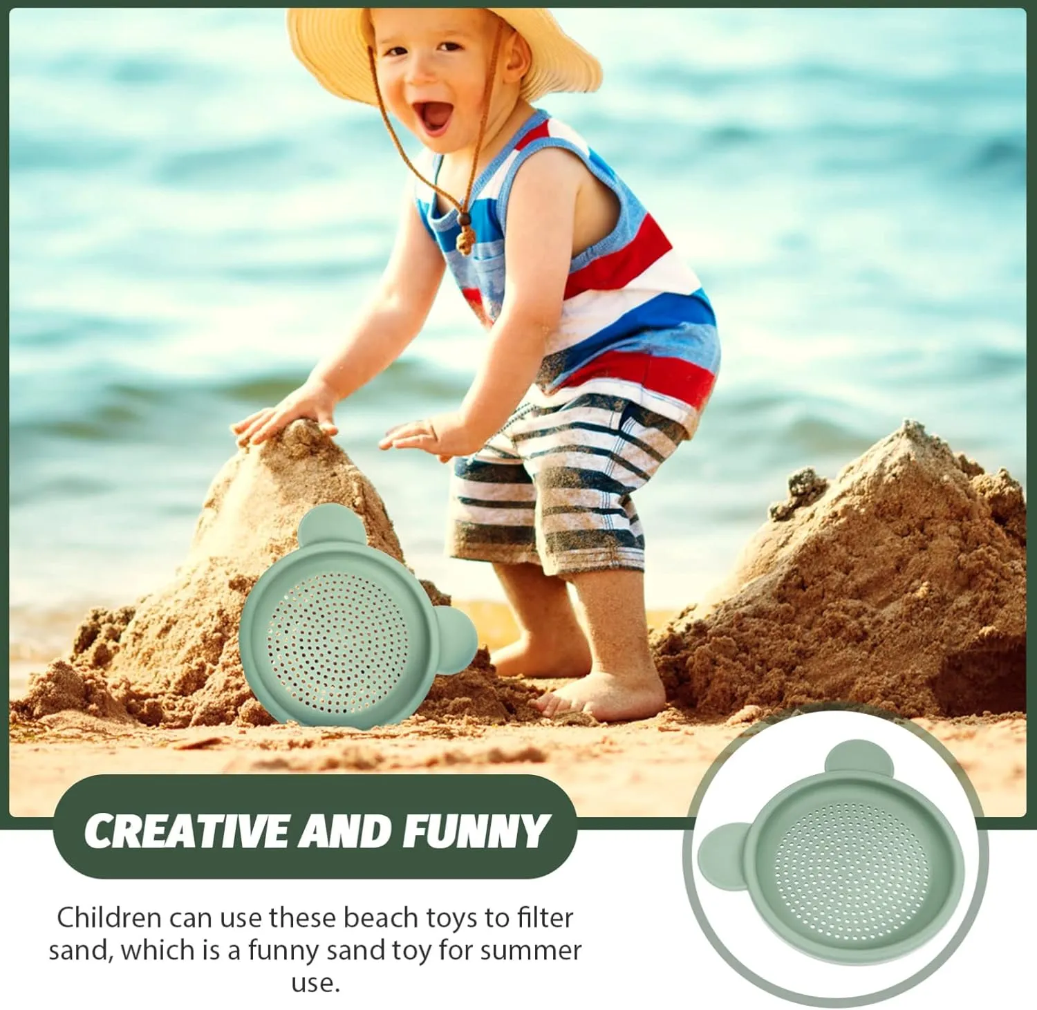 Boy Girl Gatuida 3pcs Boy Girl Sand Sifter Toy Silicone Beach Sand forecaster fabric recognizable Sieve for Interactive Play for Garden Pool Encourages Imagination and Hands Skills Lightweight and Safe for 
