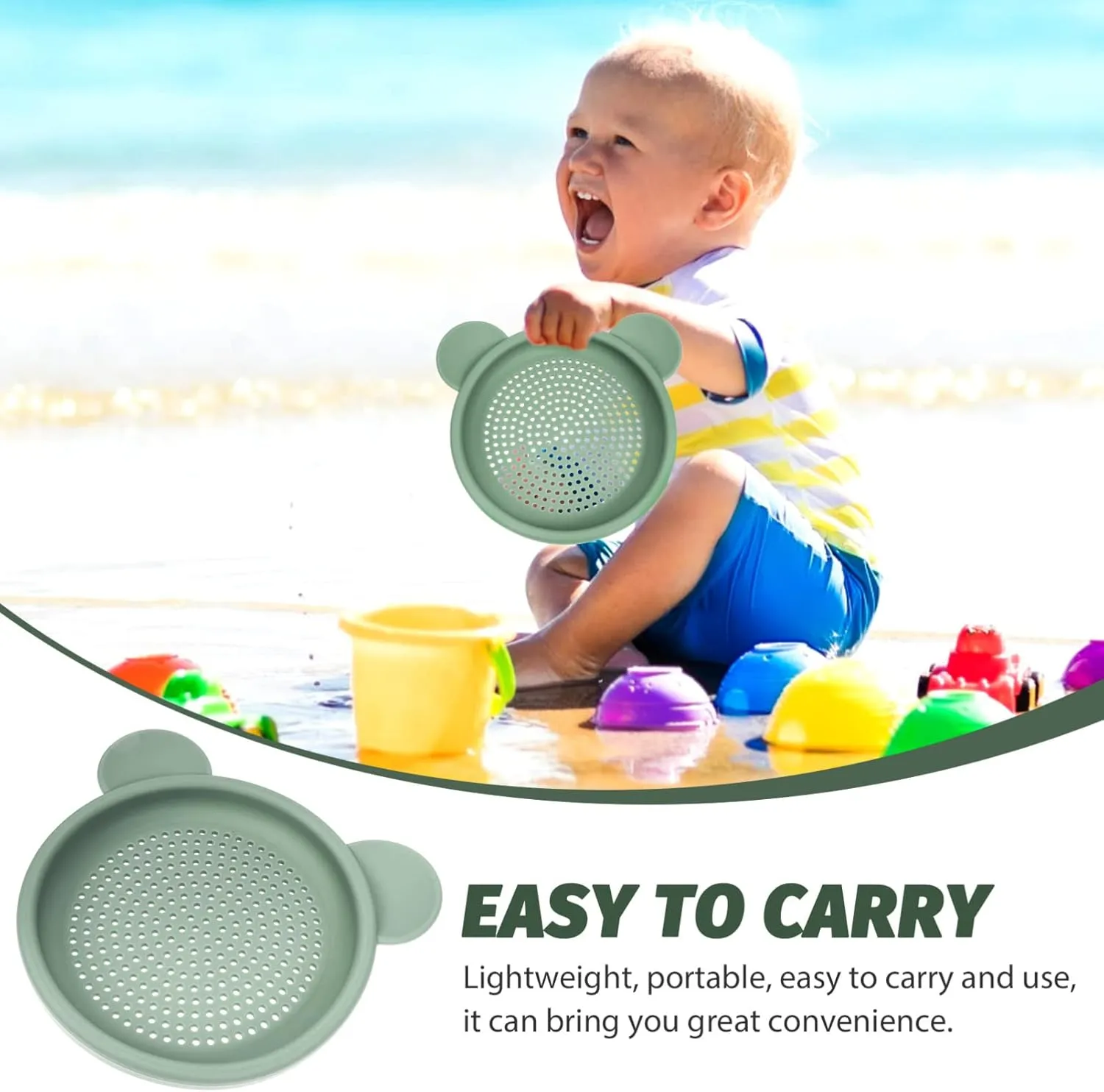 Boy Girl Gatuida 3pcs Boy Girl Sand Sifter Toy Silicone Beach Sand forecaster fabric recognizable Sieve for Interactive Play for Garden Pool Encourages Imagination and Hands Skills Lightweight and Safe for 