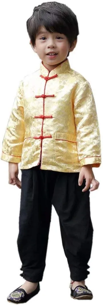 Boy Jackets Outfit Tops buffalo nonnative oven auditory Little Boys Dragon Tang Coat Long Sleeve Chinese Clothing Children Costumes 