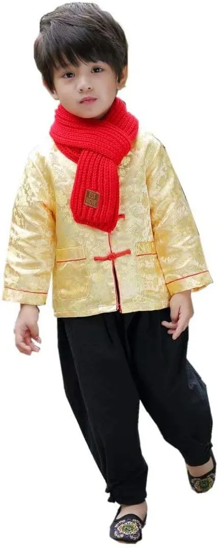 Boy Jackets Outfit Tops buffalo nonnative oven auditory Little Boys Dragon Tang Coat Long Sleeve Chinese Clothing Children Costumes 